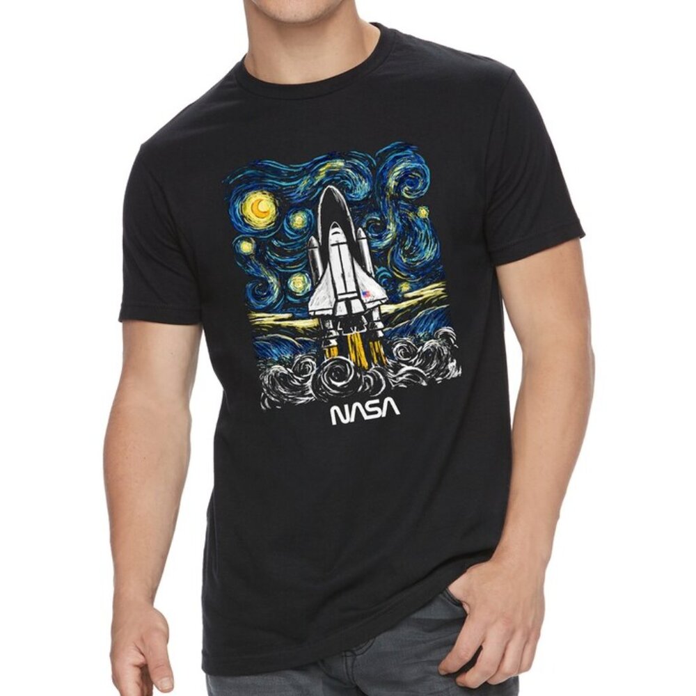 New! NASA Space Shuttle Launch Van Gogh Starry Night T-Shirt